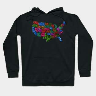 Colorful and Typographic USA Map Hoodie